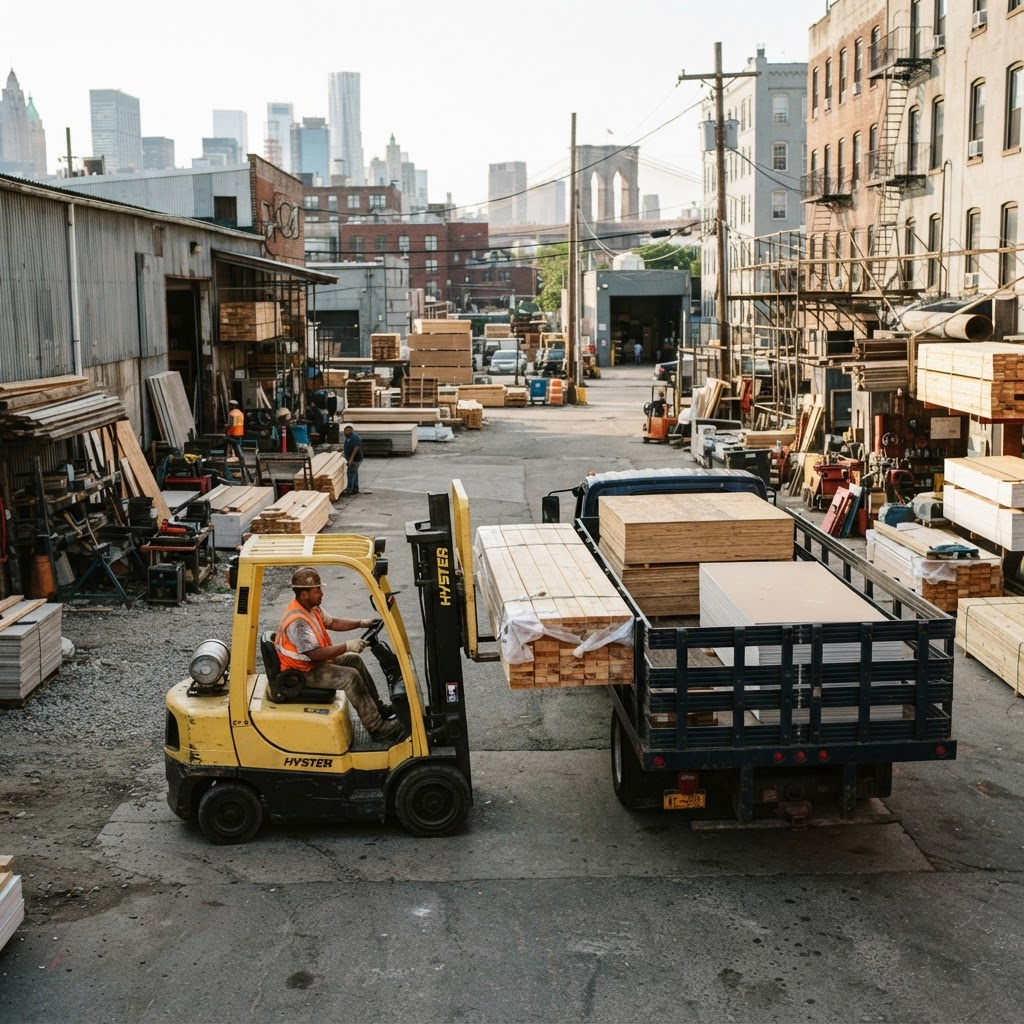 Building materials prepared for Brooklyn jobsite delivery